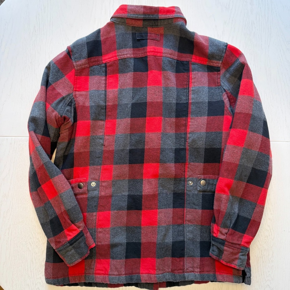 Duluth Trading Co Red Buffalo Plaid Quilted 100% Cotton Shacket WOMENS S, KID XL - Picture 4 of 10